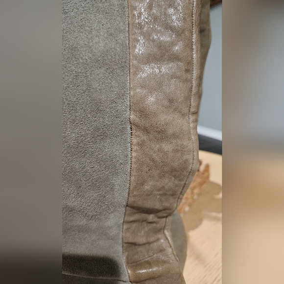 GIANNI BINI Leather/Suede Two Toned Braid Detail Knee High Boots. Olive.Size 7.5 - Picture 9 of 16
